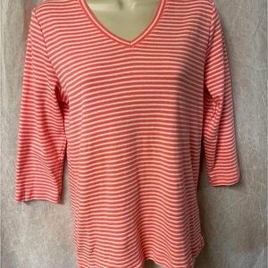 St. John's Bay Coral Striped Long Sleeve Top